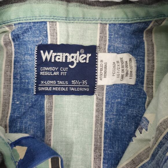 Vintage 90s WRANGLER Men’s 16¹/²-35 Western Brushpopper Shirt X-Long Tail - Picture 3 of 8